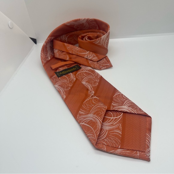 Bella Gioseta Orange Silver Silk Necktie - Picture 4 of 6